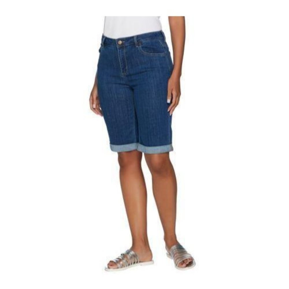 LOGO 5-Pocket Denim Cuffed Bermuda shorts Deep Indigo Size 6 Regular